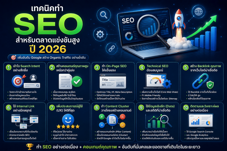 เทคนิคทำ SEO สำหรับตลาดแข่งขันสูง ปี 2026