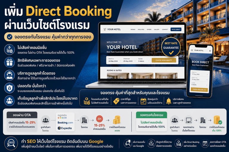 เพิ่ม Direct Booking ผ่านเว็บไซต์โรงแรม