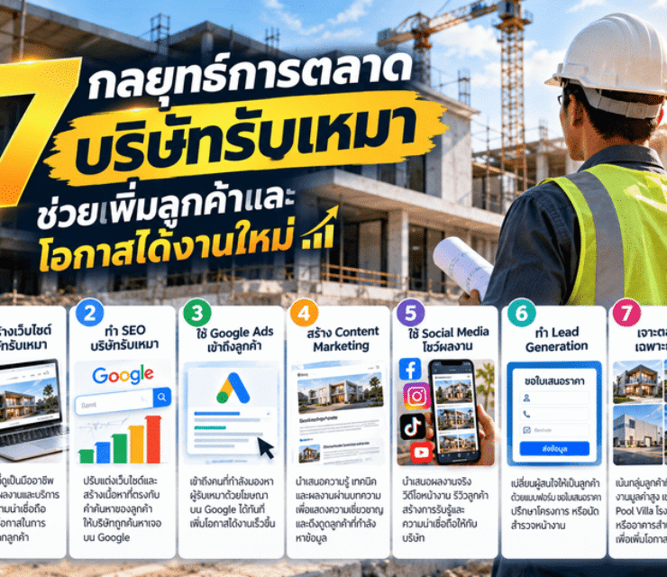 7 กลยุทธ์การตลาดบริษัทรับเหมา ช่วยเพิ่มลูกค้าและโอกาสได้งานใหม่
