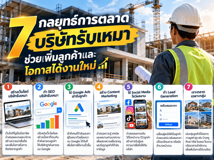 7 กลยุทธ์การตลาดบริษัทรับเหมา ช่วยเพิ่มลูกค้าและโอกาสได้งานใหม่